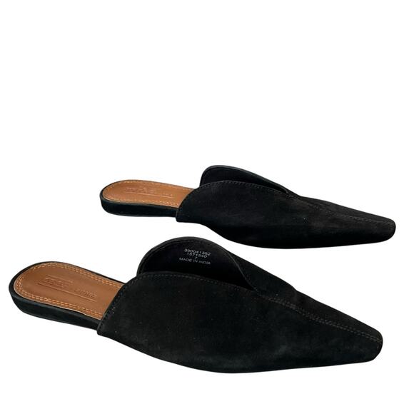Asos Landing Mules Womens 7 Black Suede Slip On Flats Pointy Comfort Shoes - Picture 4 of 13